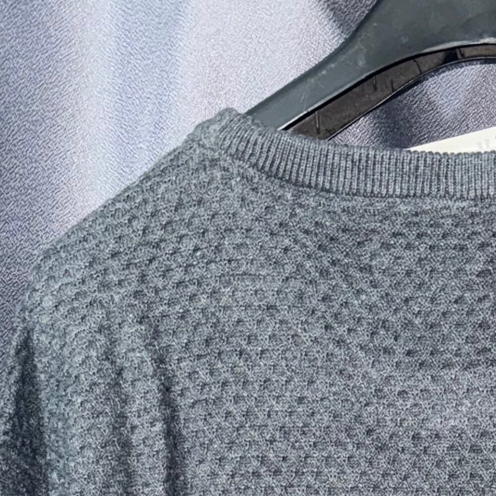 US Polo Sweatshirt Stripe Mesh Heathered Crew Neck Pull Over Good Fit Sweater L - Picture 5 of 6